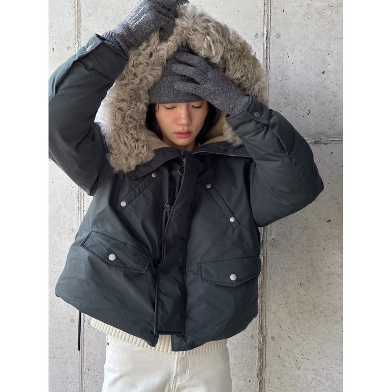 acme ground连帽毛领白鸭绒羽绒服2024秋冬百搭短款羽绒服03878