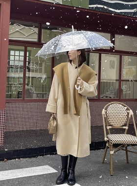 十三行acme ground羊毛双面呢大衣女冬季新款韩版气质长款大衣