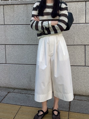 acme ground阔腿八分裤女2024夏季新韩版气质宽松显瘦休闲裤30866