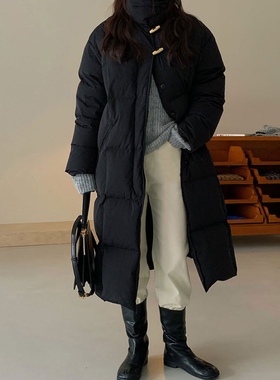 EVERTRUE白鸭绒羽绒服女2023冬季韩版立领保暖中长款加厚羽绒外套