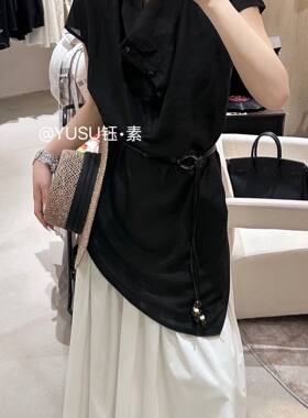 2026夏季新款设计感轻薄防衬衫上衣（带腰绳）