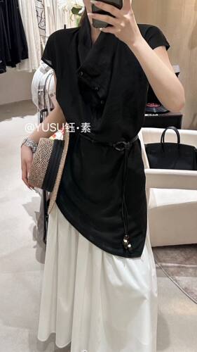 2026夏季新款设计感轻薄防衬衫上衣（带腰绳）