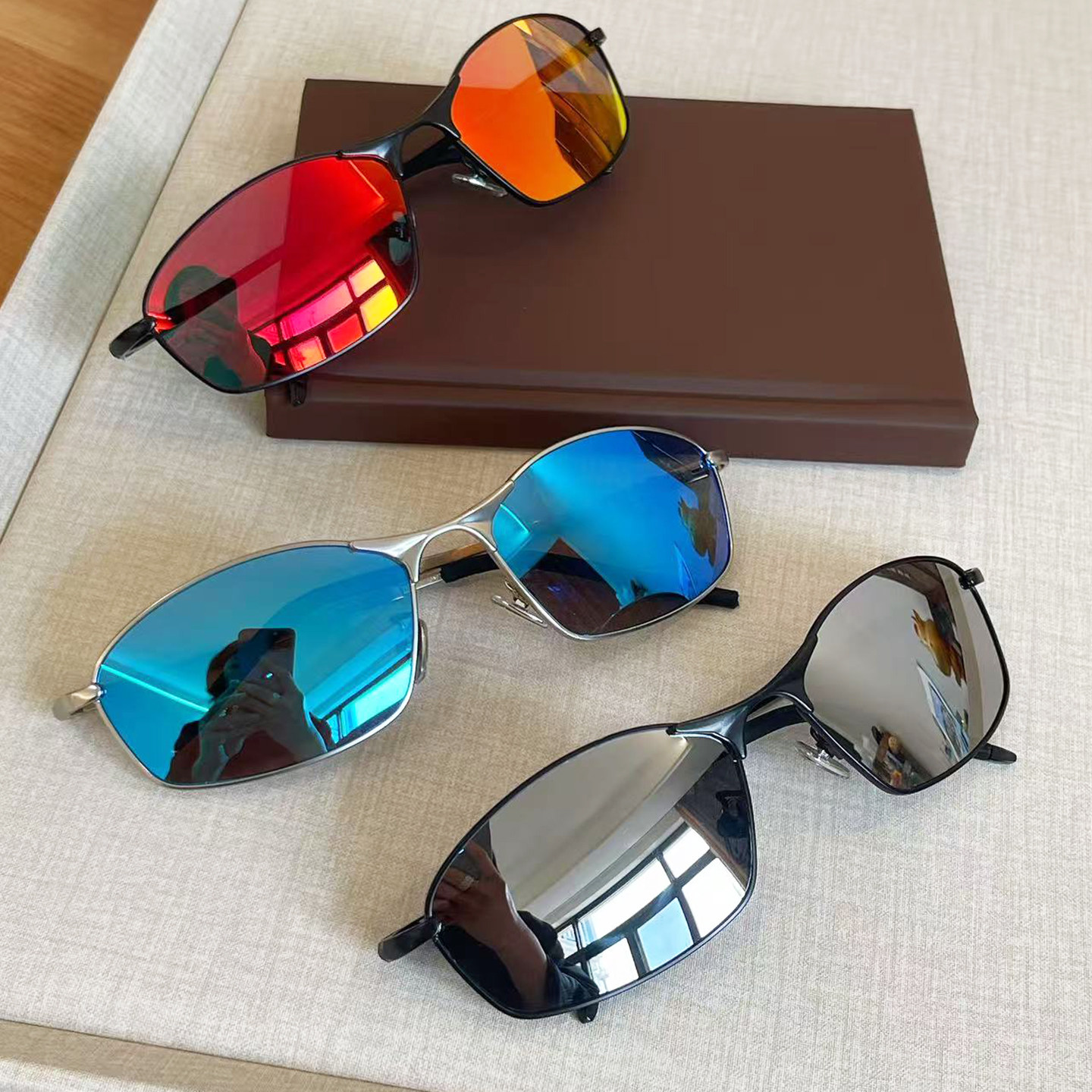 美式复古金属框方形墨镜女款2026春高级感男女特工水银反光太阳镜