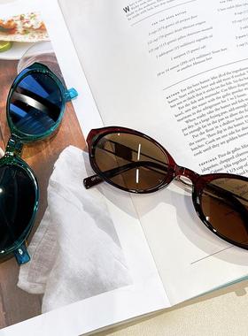 小框椭圆太阳镜复古ins墨镜度假