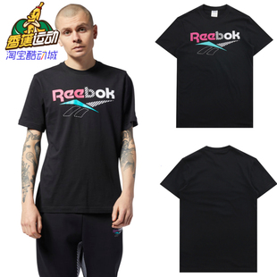 REEBOK 男子 经典 EK1750 锐步 纯棉舒适黑色运动休闲短袖 T恤