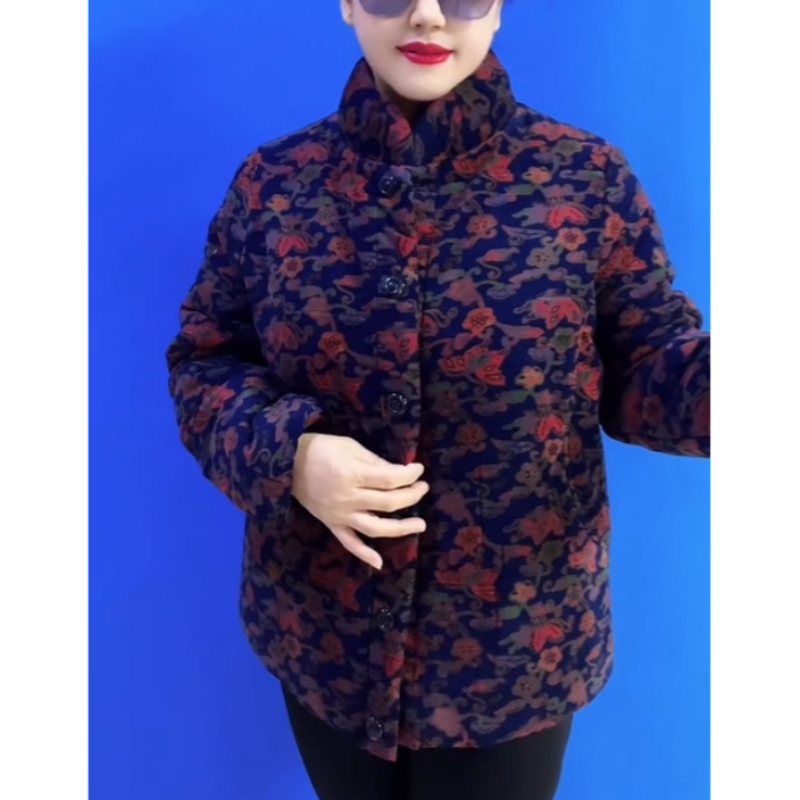 妈妈冬装外套纯棉灯芯绒加绒棉衣