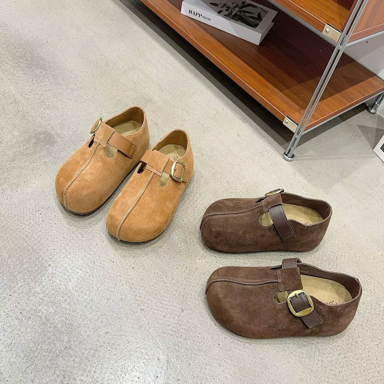 【林小雅专享】AAL796-28高定真皮厚底勃肯单鞋