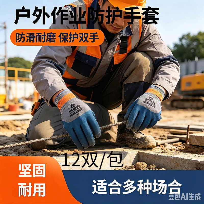 (12双)橡胶轮胎王发泡手套防滑耐磨