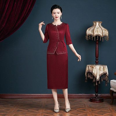 奕雯婚宴礼服裙气质旗袍妈妈日常2024可穿新款喜婆婆高端装