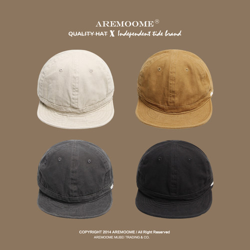 aremoome日系复古短檐棒球帽
