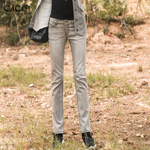 直筒牛仔裤女长裤中高腰修身显瘦
