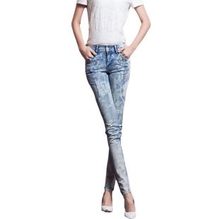 小脚牛仔裤女个性潮流原创设计感铅笔裤弹力九分裤时尚直筒长裤