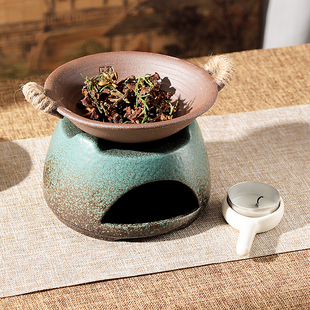 【五蕴天香】影绿粗陶烘烤炉香薰炉烤茶炉套组蜡烛加热一炉多用