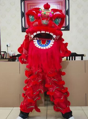 高档单人南狮成人儿童舞狮道具整套狮子头醒狮单人狮子套装眼会亮