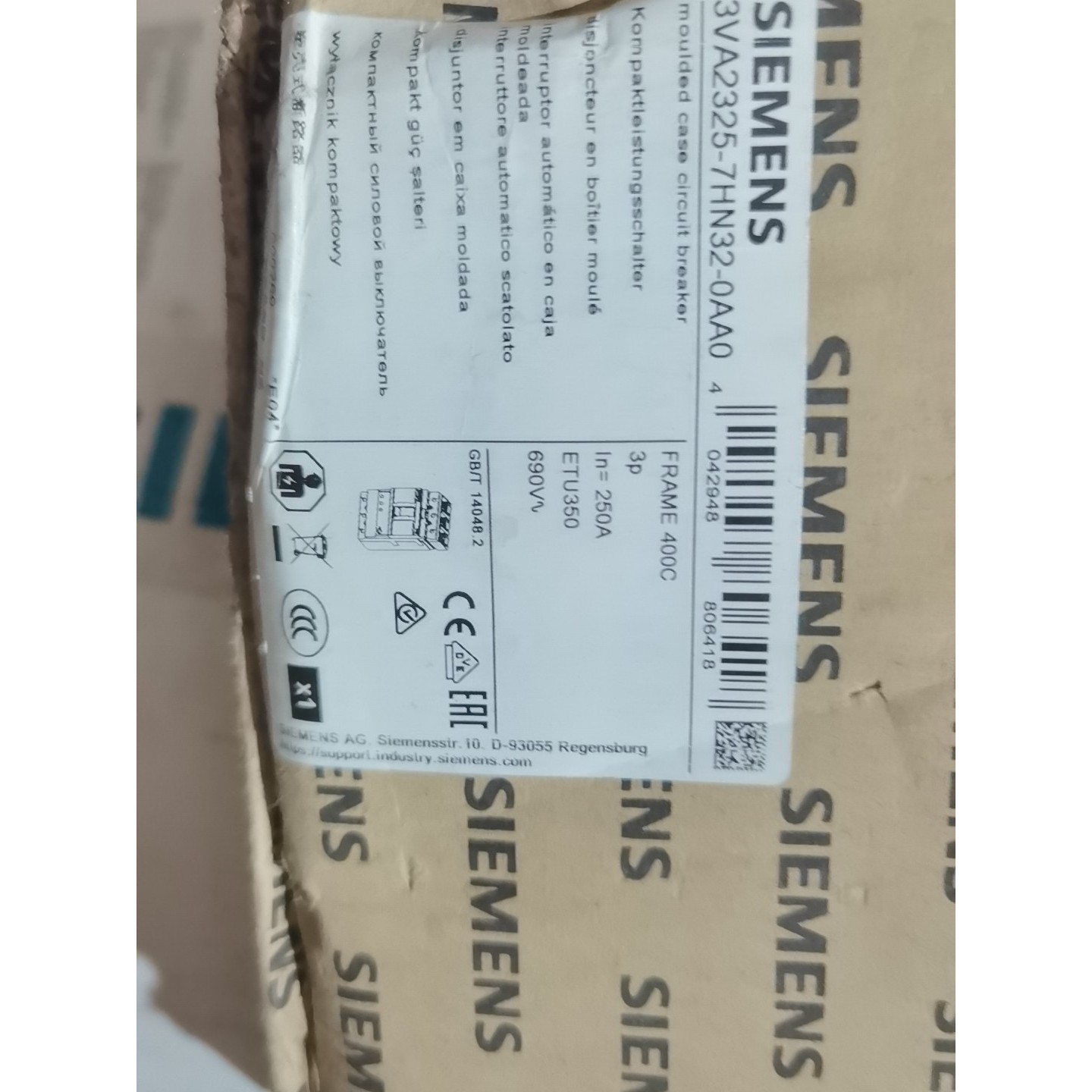 (议价)西门子塑壳断路器3VA2325-7HN32-0AA0.FRA询价