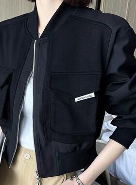 短款棒球服外套女春秋新款韩版宽松休闲百搭小个子夹克上衣2026年