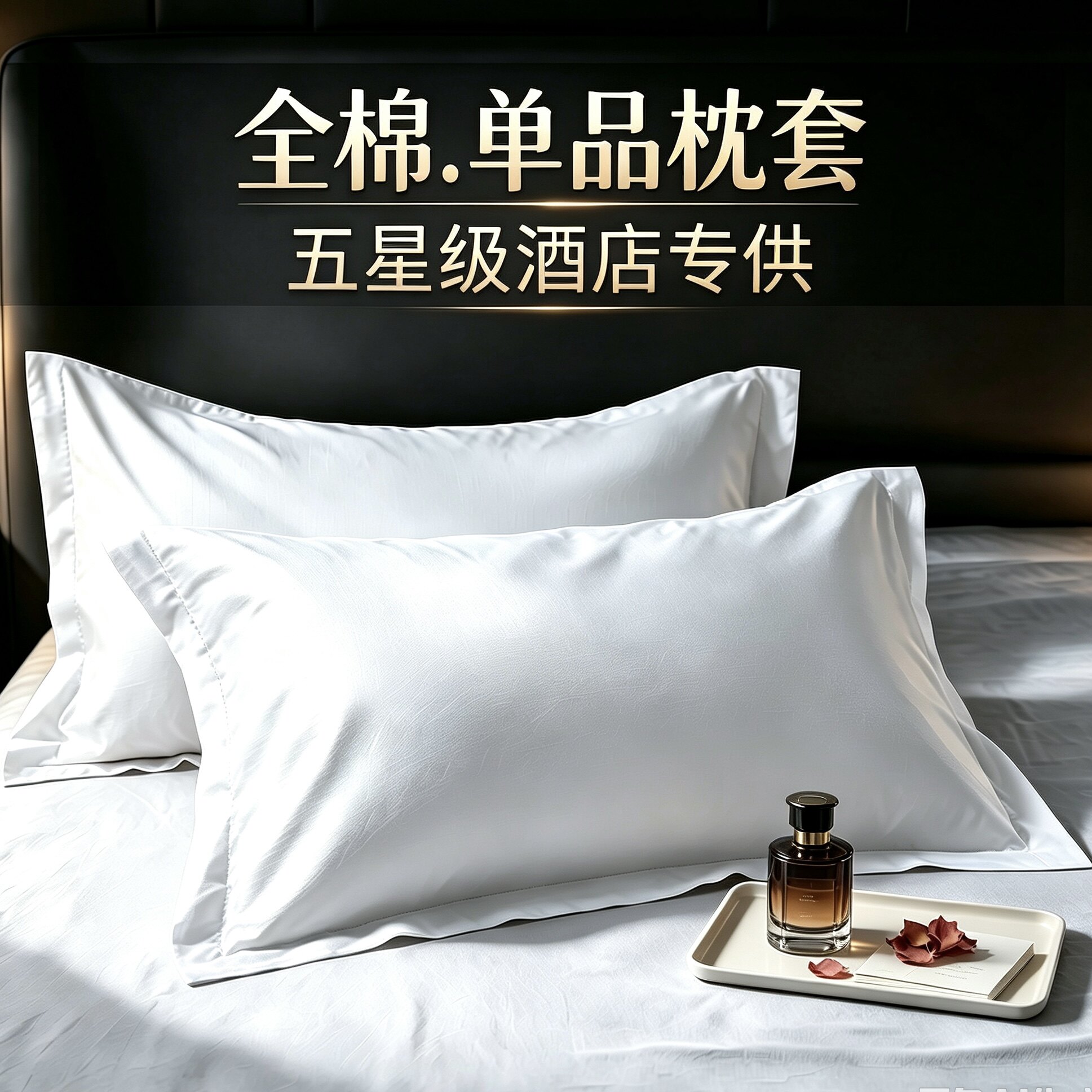 星级酒店全棉床品枕套批发定制图片