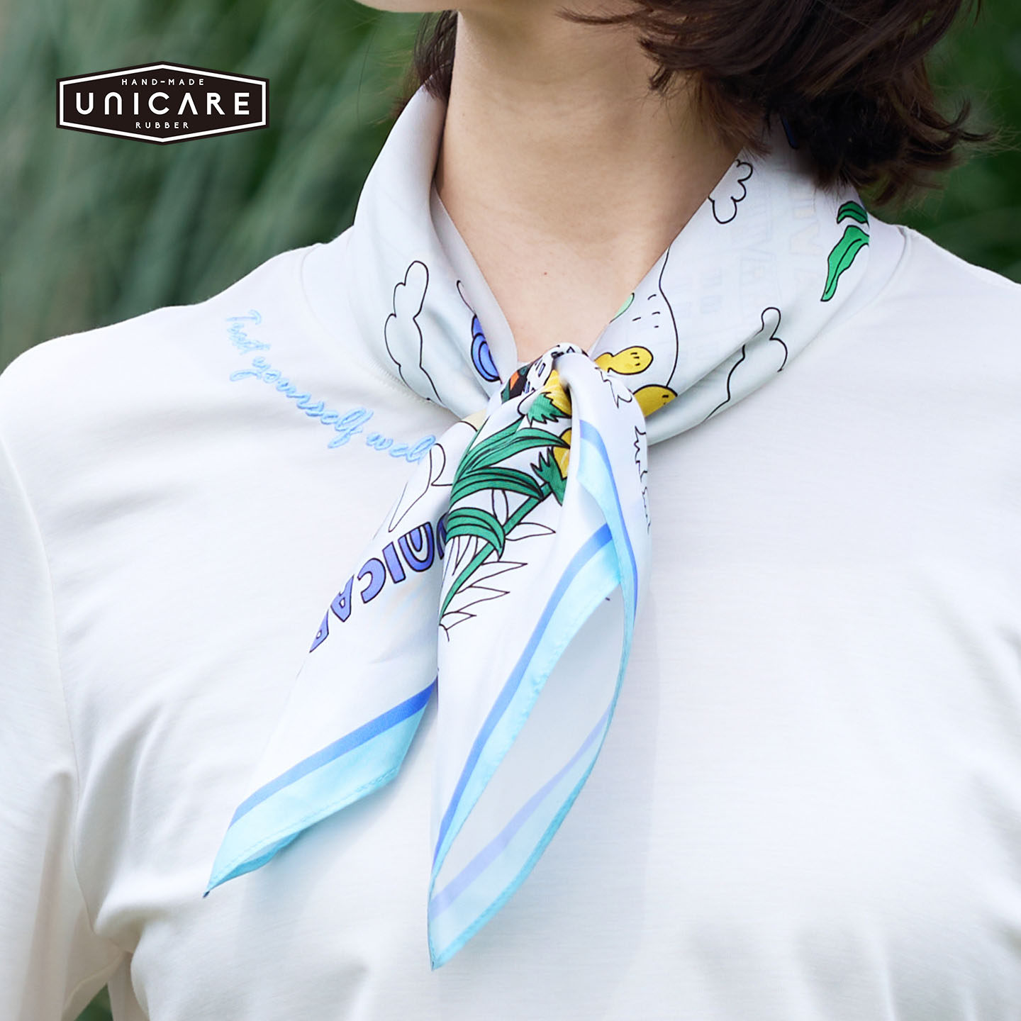 UNICARE新款丝巾100%真桑蚕丝北欧风护颈围脖女 2026春夏薄款方巾