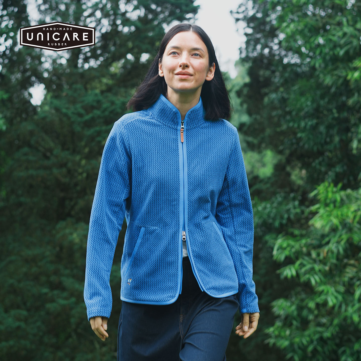 UNICARE抓绒衣女华夫格长袖春秋薄款保暖 户外运动休闲摇粒绒上衣