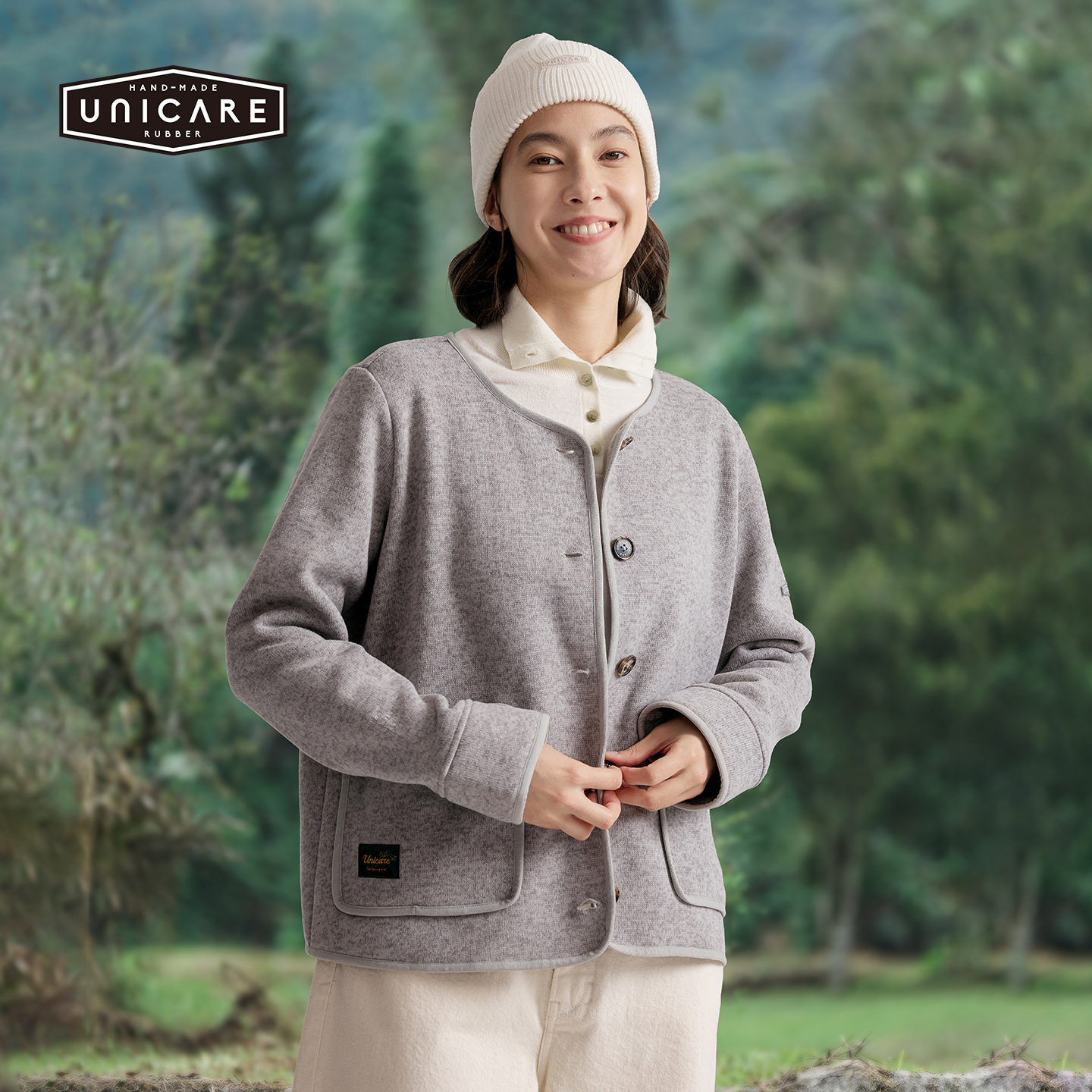 UNICARE秋冬保暖外套 户外摇粒绒上衣 耐磨锁温纽扣款抓绒衣2025