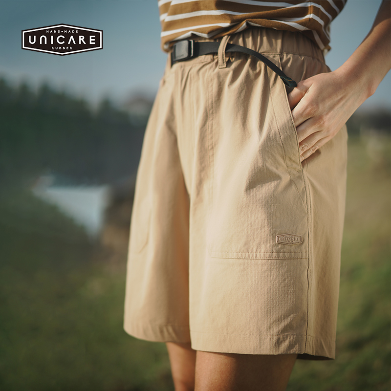 UNICARE沙滩裤短裤男女2025夏季新款户外运动休闲宽松工装三分裤