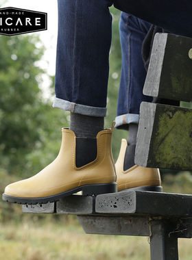 UNICARE短筒雨鞋男成人切尔西雨靴 时尚防水防滑 街边户外涉水鞋