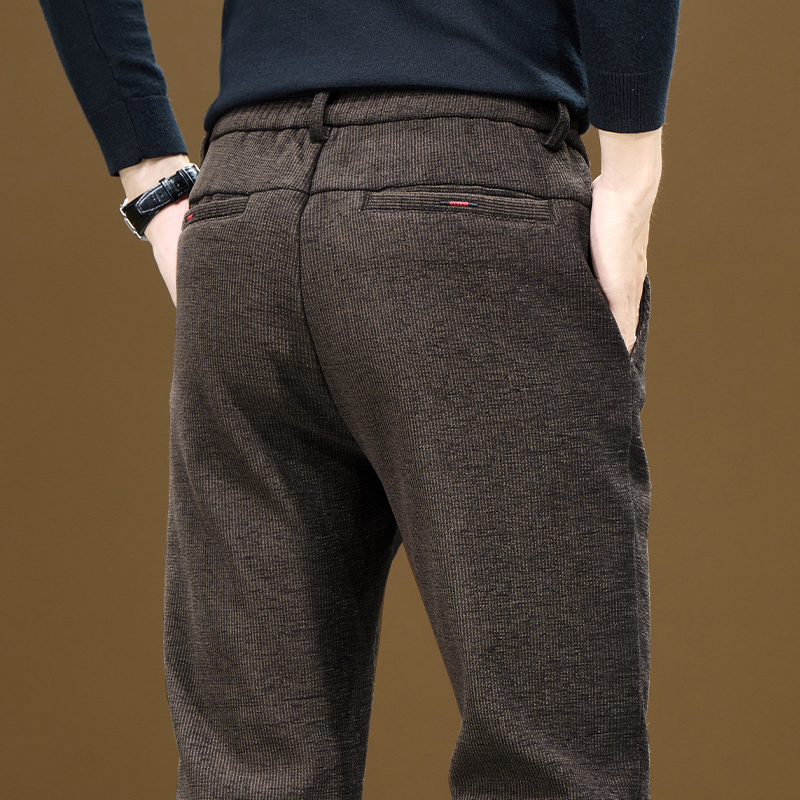 秋季男士休闲裤2024新款直筒宽松磨毛爸爸青年秋冬款商务西裤子男