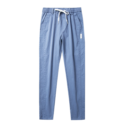 高端简约松紧腰直筒牛仔休闲裤男