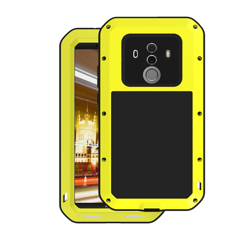 LOVE MEI Powerful Water Resistant Shockproof Dust/Dirt/Snow Proof Aluminum Metal Outdoor Gorilla Glass Heavy Duty Case Cover for Huawei Mate 10 Pro