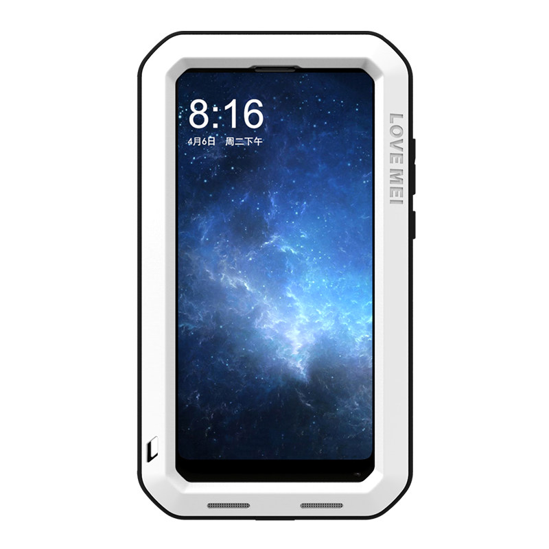 LOVE MEI Powerful Water Resistant Shockproof Dust/Dirt/Snow Proof Aluminum Metal Outdoor Gorilla Glass Heavy Duty Case Cover for Xiaomi Mi MIX 2