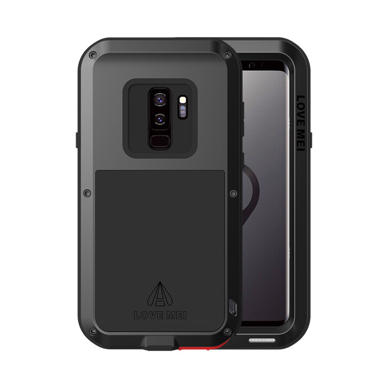 LOVE MEI Powerful Water Resistant Shockproof Dust/Dirt/Snow Proof Aluminum Metal Outdoor Heavy Duty Case Cover for Samsung Galaxy S9 & Samsung Galaxy S9 Plus