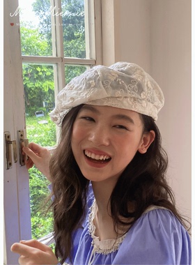 MereMiemie蕾丝刺绣贝雷帽