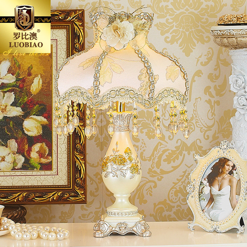 欧式台灯床头台灯卧室奢华复古蕾丝田园台灯公主客厅温馨婚庆结婚