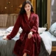 Винная красная ананасовая вышитая женская халат+брюки