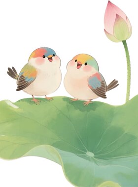 超可爱荷花小鸟贴纸卫生间浴室马桶装饰遮瑕丑美痕ins风贴画防水