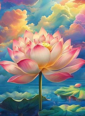 七彩祥云莲花贴纸贴画浴室墙面装饰电动摩托遮丑防水