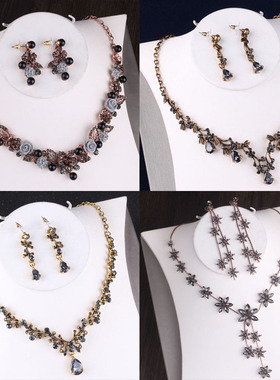 高端古铜黑新娘套链黑色礼服旗袍