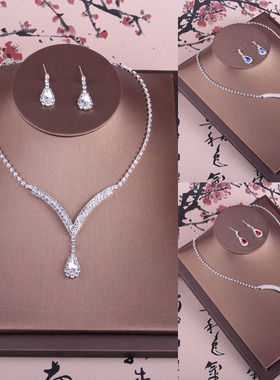 新款新娘项链 简单简约时尚项链 婚纱项链韩式新娘红色蓝色项链