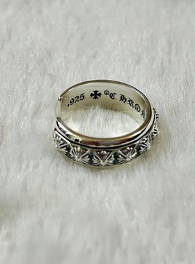 2025年做旧时尚开口戒指潮流男女情侣s925纯银可调节复古嘻哈指环