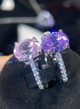 轻奢设计小众高级感椭圆形高碳钻鸟巢切开口可调节戒指女新年礼物