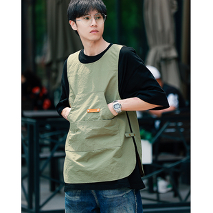 日式围裙餐饮专用防水防油男服务员工作服女咖啡店奶茶店罩衣马甲