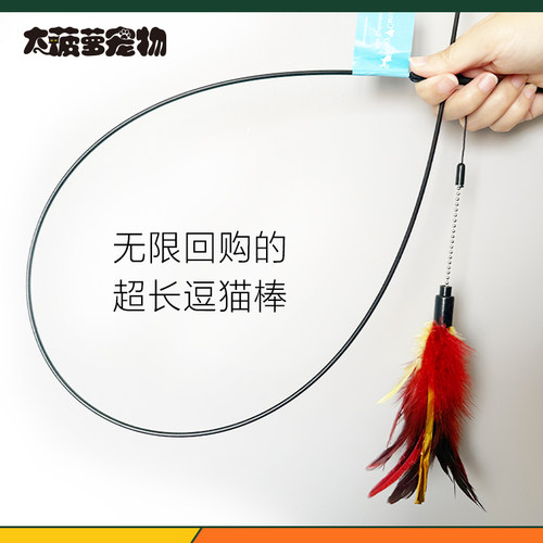 AmyCarol长杆逗猫棒天然羽毛