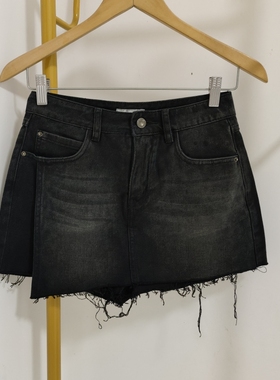 C3552黑色超短牛仔裤裙A字女夏季新款~林子外贸【全店满3件包邮】