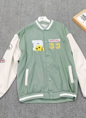 3446绿色棒球服夹克外套春秋薄款