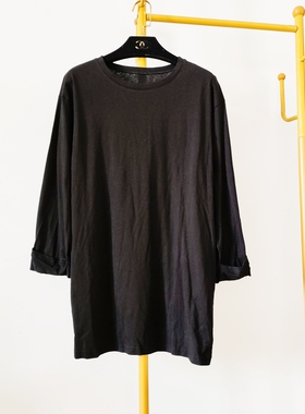 清仓特价C3134黑色中长款T恤女装春秋上衣百搭【全店任3件包邮】