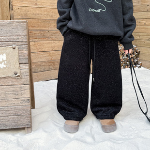 小懒家男童闪闪休闲裤冬款2025中大童卫裤百搭满天星加绒保暖炸街