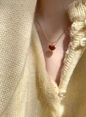 一号童品社 红色爱心项链 满19发货