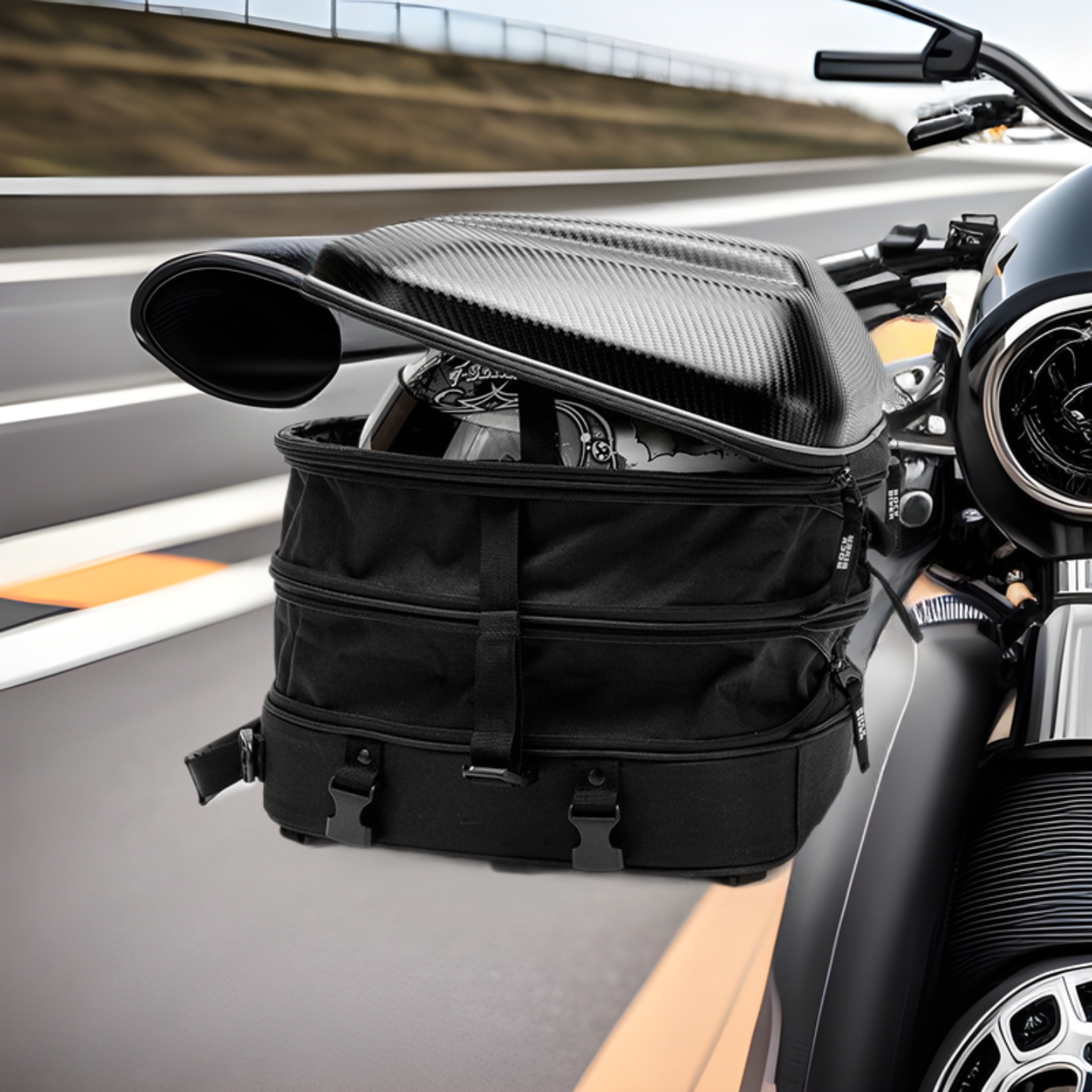 摩托车多功能硬壳后尾包座背包骑士机车骑行装备双肩头盔大容量