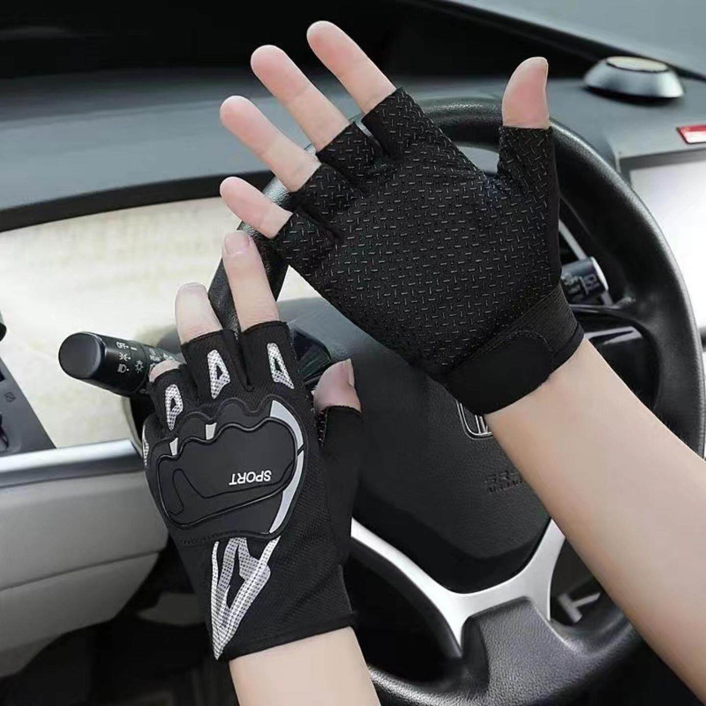 半指骑行手套男士春夏季薄款透气防滑防摔摩托车开车露指全指手套