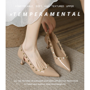 设计感小众气质名媛高跟鞋女2024新款春秋尖头细跟温柔晚晚鞋单鞋